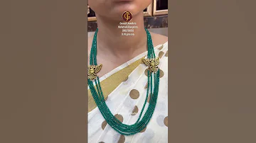 Very Beautiful And Lightweight Gold Green Beads Long Hara Design And Jewellery Collections At 8grams 