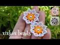 【DIY】xixkox beads ❁ビーズステッチ　花のピアス