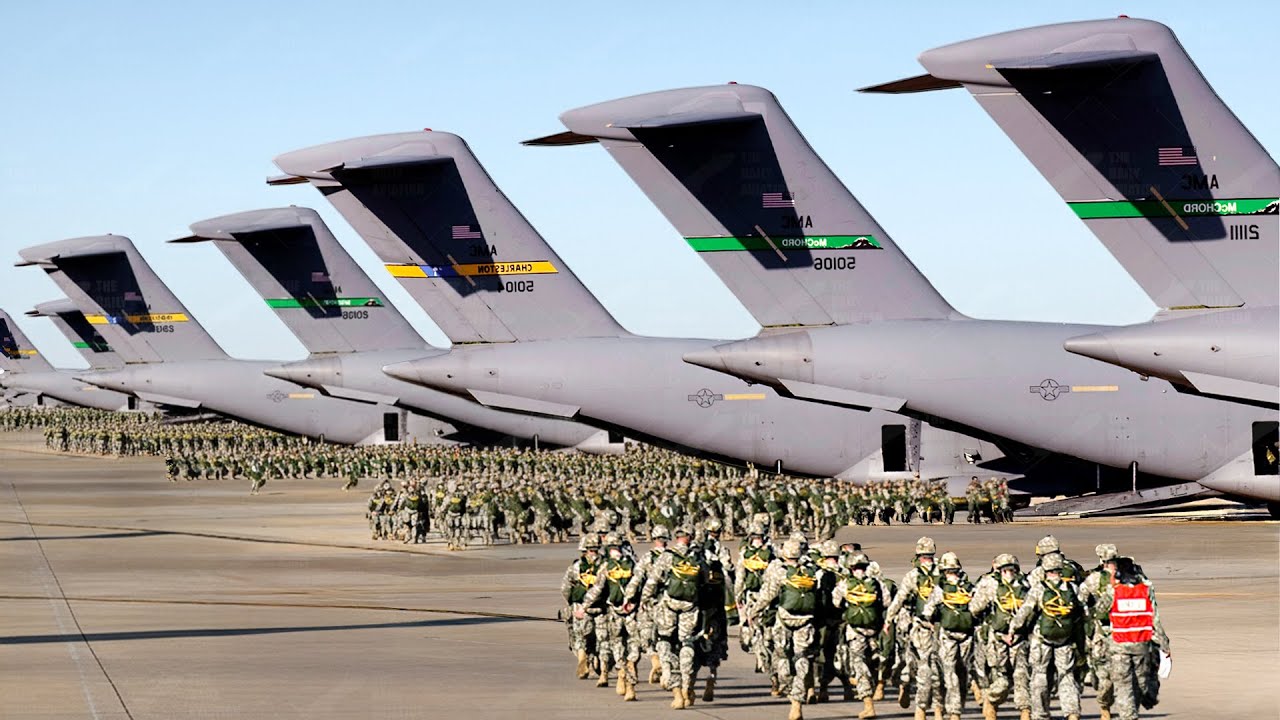 How Thousands of US Paratroopers Are Boarding Massive Boeing C-17s