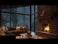No Ads Fireplace Rain ASMR - Rain  Sound Sleep With Fireplace Burning For Deep Sleeping