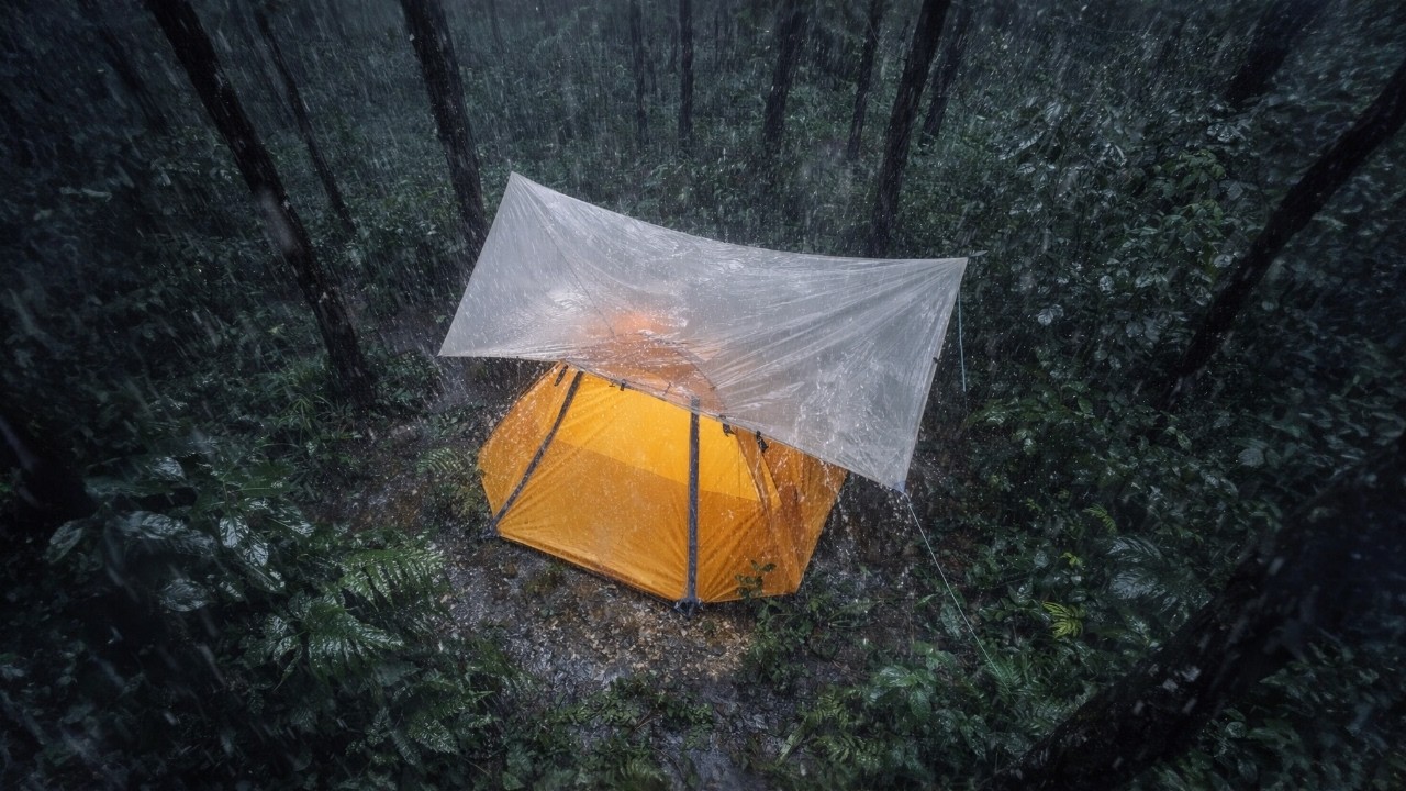 💯I Found COZY in a Small Tent as Downpour and Thunder Surround Me - Camping in Heavy Rain