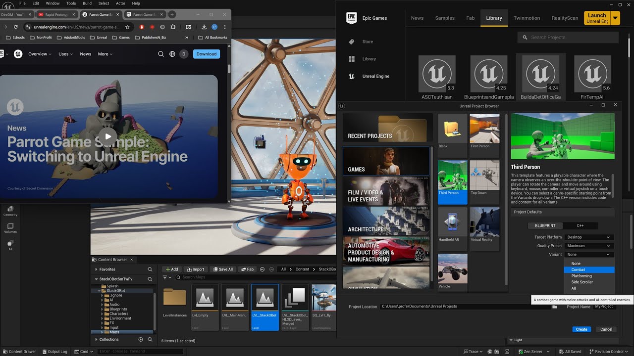 Introduction to Unreal 5.6 Installing Game Launcher, FAB Download & New Templates