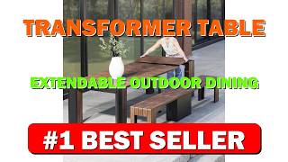 Transformer Table Extendable Outdoor Dining Set up to 12 Seats, Expandable - B0F1Z15VNV
