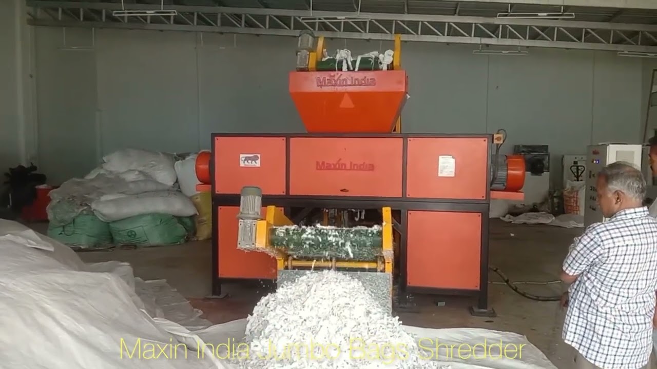 Twin Shaft PP Raffia Bags Shredder, PP Jumbo Bags Shredding Machine, 