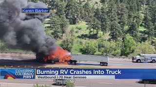 I-70 Westbound Reopened: RV Catches Fire And Rolls Backwards, Ignites Semi Truck Near Genesee