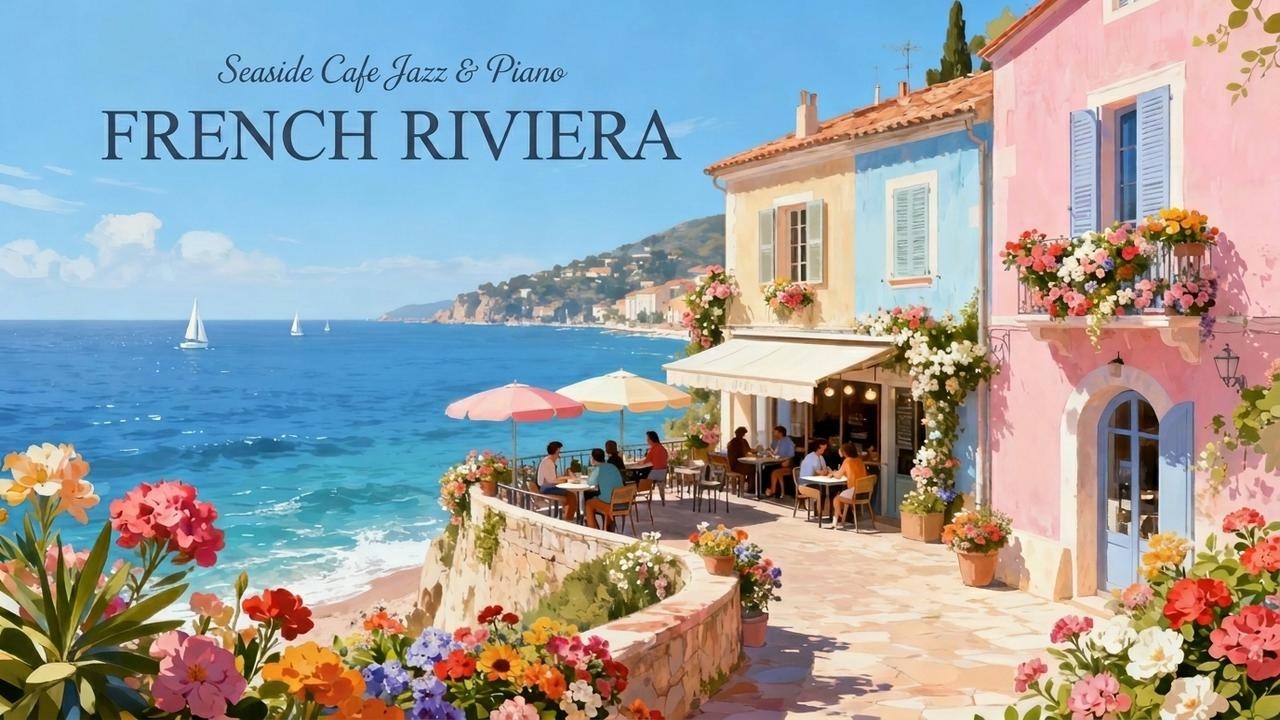 FRENCH RIVIERA ☀️ Relaxing Instrumental Music — Seaside Cafe Jazz ...