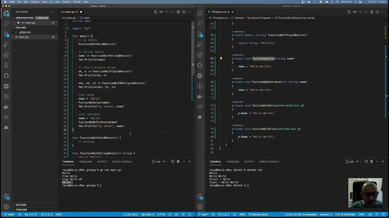 04 Golang for C Developers Functions, by value, by reference