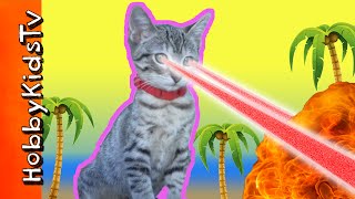 LASER CAT! Giant HobbyKitty Attacks Army Men + Battle HobbyKidsTV