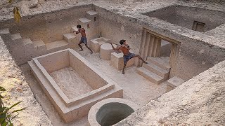 Amazing Technique Building Compilation! Build Ancient Underground Swimming Pool & Underground House
