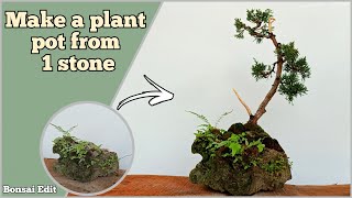 Juniper bonsai styling| Making a simple plant pot from 1 Stone...