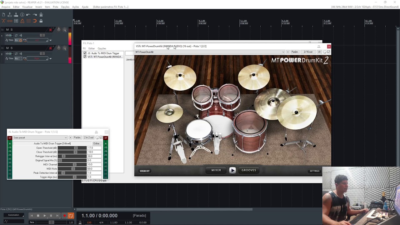 gravando uma bateria sem ter uma bateria no Reaper + Drum KIT vst YouTube
