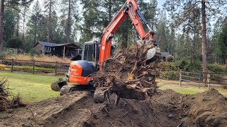 Big stump digging with the Kubota KX040