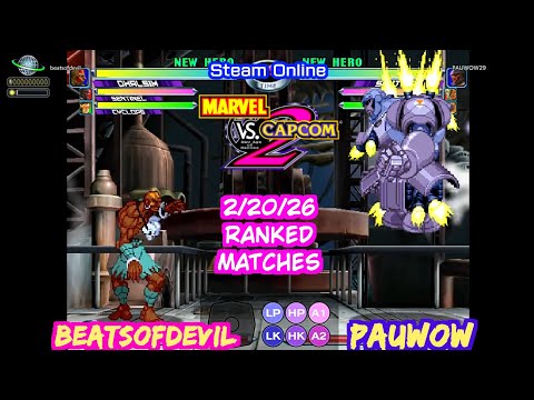 MvC2 BeatsofDevil(Dhalsim-Sentinel-Cyclops) vs PAUWOW(Sentinel-Cable-Captain Commando) 2/20/26