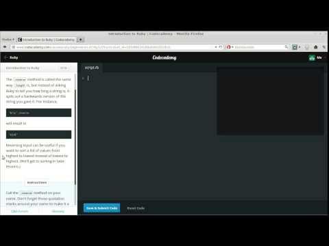 Codecademy Introduction to Ruby 8/16: The '.reverse" Method