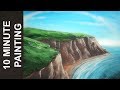 Painting Rocky Cliffs on the Ocean with Acrylics in 10 Minutes!