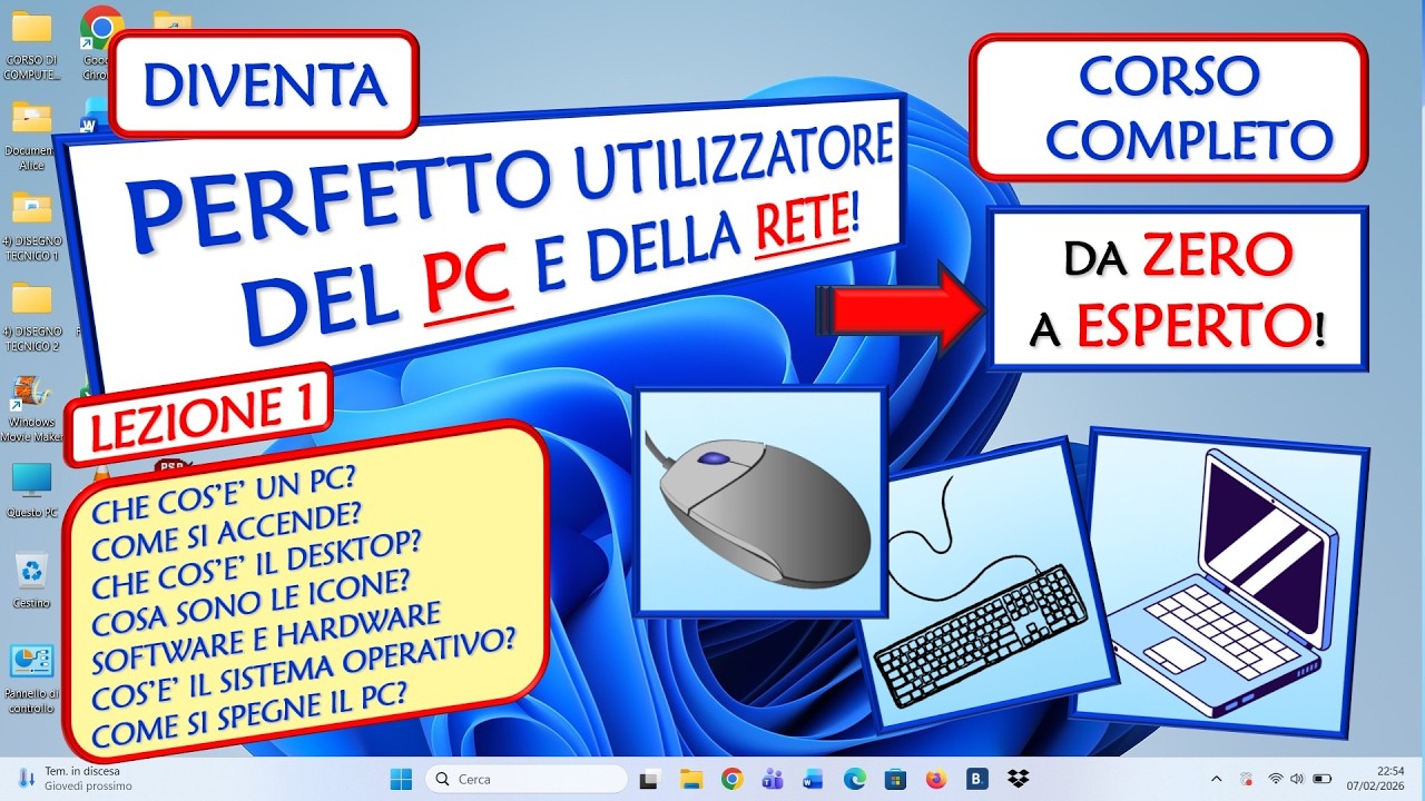 Imparare a usare il computer (LEZ 1) - corso PC FACILE da zero a ...