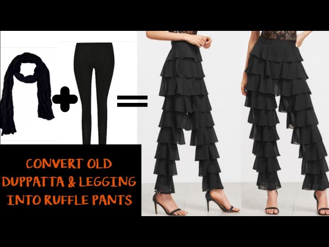 No-Sew DIY: Convert/Recycle/Reuse Old Leggings into Ruffle Pants 