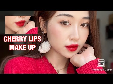 CHERRY 🍒 👄 LIPS MAKEUP 💄 DA TRẮNG MÔI ĐỎ CHO DỊP TIỆC CUỐI NĂM 😍 REVIEW CUSHION ESSANCE VDIVOV🍃