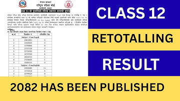 Class 12 Retotalling Result 2082 Published | Class 12 Retotalling Result 2082 Check from online 