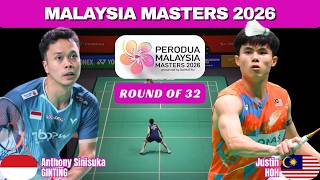 Anthony Sinisuka Ginting vs Justin Hoh Malaysia Masters 2026 Badminton | R32 [MS] lanjutkan gintingg