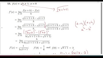 Calculus 1 Ex # 2.2 Q # 13: The Derivative; The Derivative Function