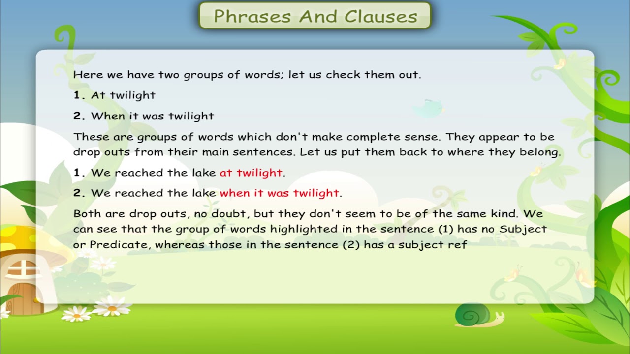 PHRASES AND CLAUSES Class 7 YouTube