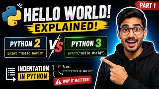 Python for Beginners 🐍: Hello World, Python 2 vs 3 & Indentation Explained