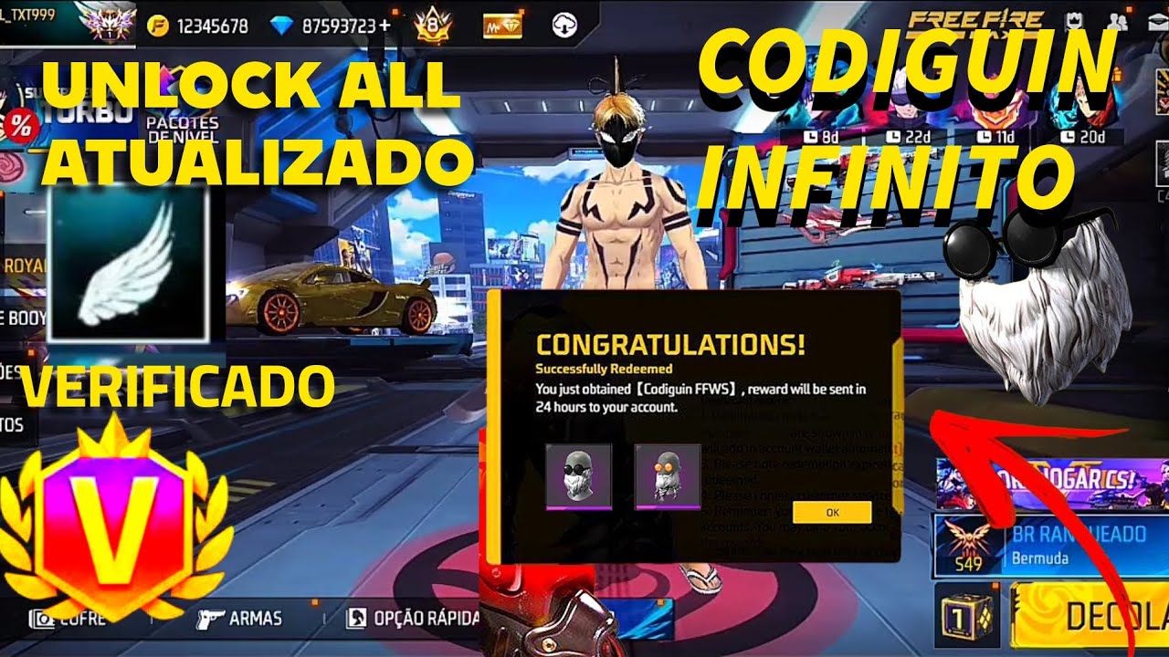 JÁ 😱 CODIGUIN INFINITO PARARESGATAR NO FREE FIRE NOVO EVENTOJUJUTSU KAISEN CODIGUINHO Gojo/Nobara