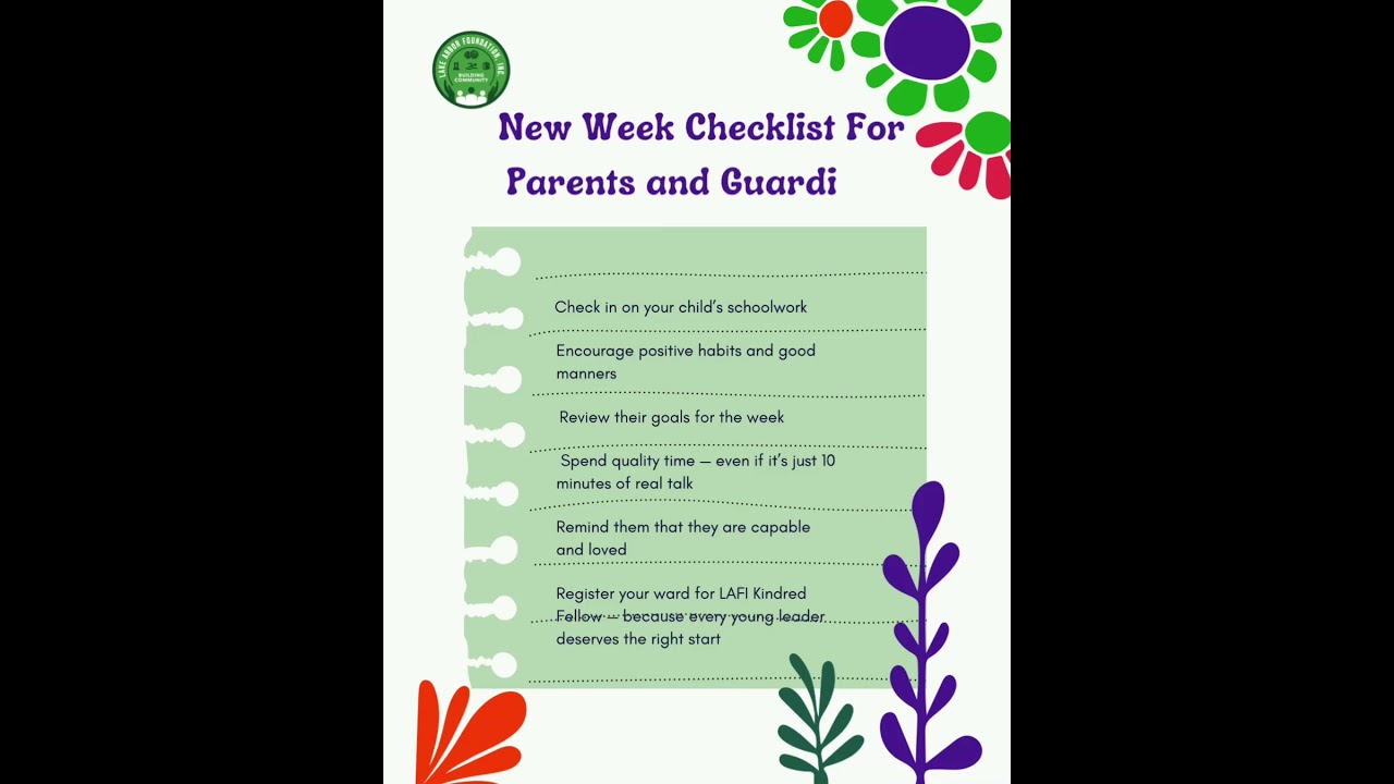 Weekly checklist