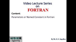 9.0 PARAMETERS or NAMED CONSTANT Statement in FORTRAN