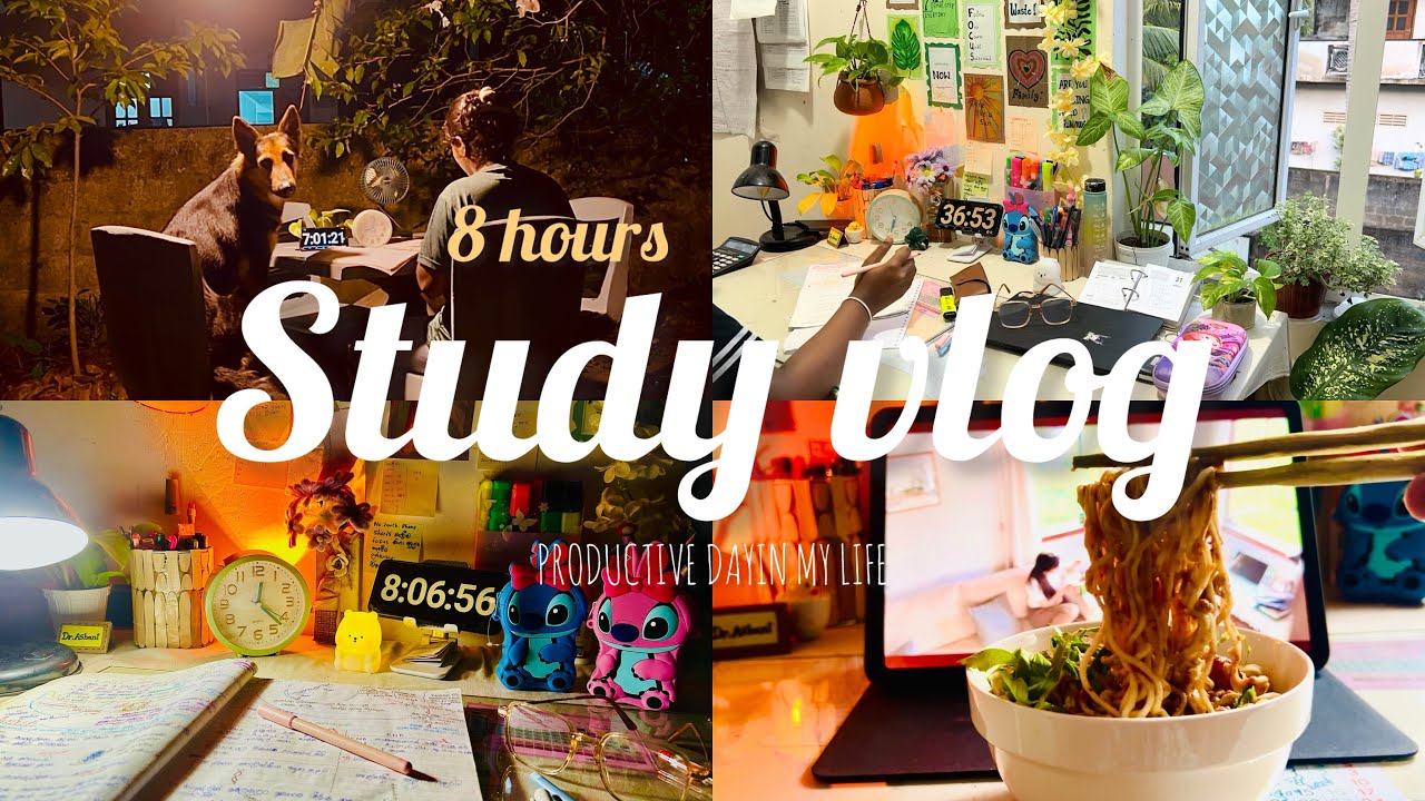 8 hours study 📚 with me🙂| මගේ පළවෙනි youtube vlog එක 😇🍃