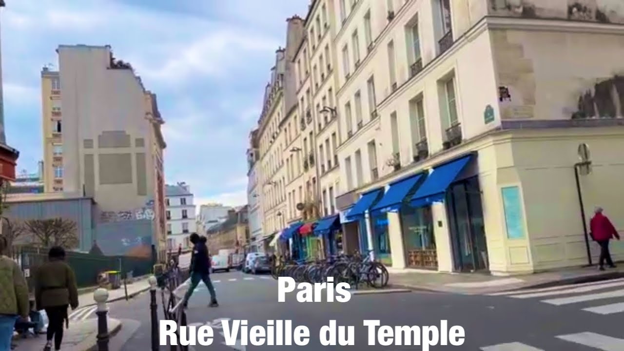 Paris city walks   Rue Vieille du Temple  Paris,France 4K