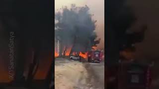Огонь уничтожает Турецкую провинцию Чанаккале,горят дома и машины.