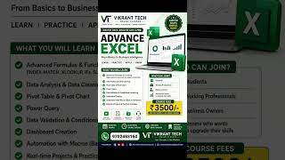 Advance Excel Course | Office Job Ready Excel | Vikrant Tech | ₹3500 Only  #advancedexcelonline