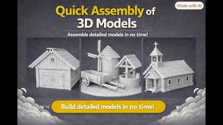 3D Architecture Assembly – Windmill, Well, Cart, Barn & Church (Timelapse)