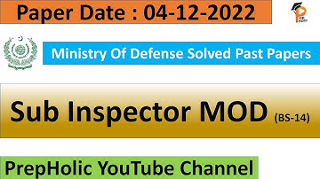 Sub Inspector MOD Solved Paper 04-12-2022||Sub Inspector Solved Paper||Ministry OF Defense Sub Ins