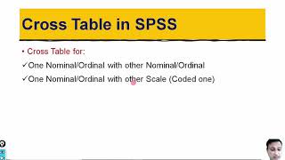Module-1: Lecture-11: Cross Tables in MS-Excel and S.P.S.S.