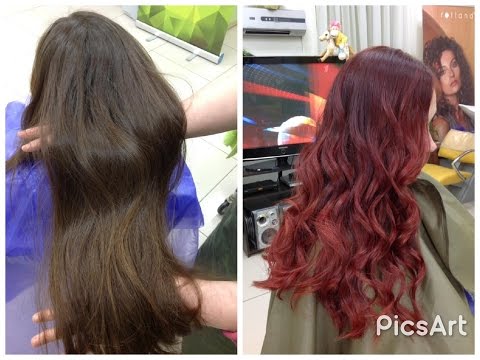 Hair dyeing in red / Lightening and toning in a bright beautiful red tint