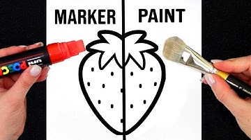 ASMR Realistic Strawberry Drawing 🎨 Markers VS Paints | Relaxing Art Showdown