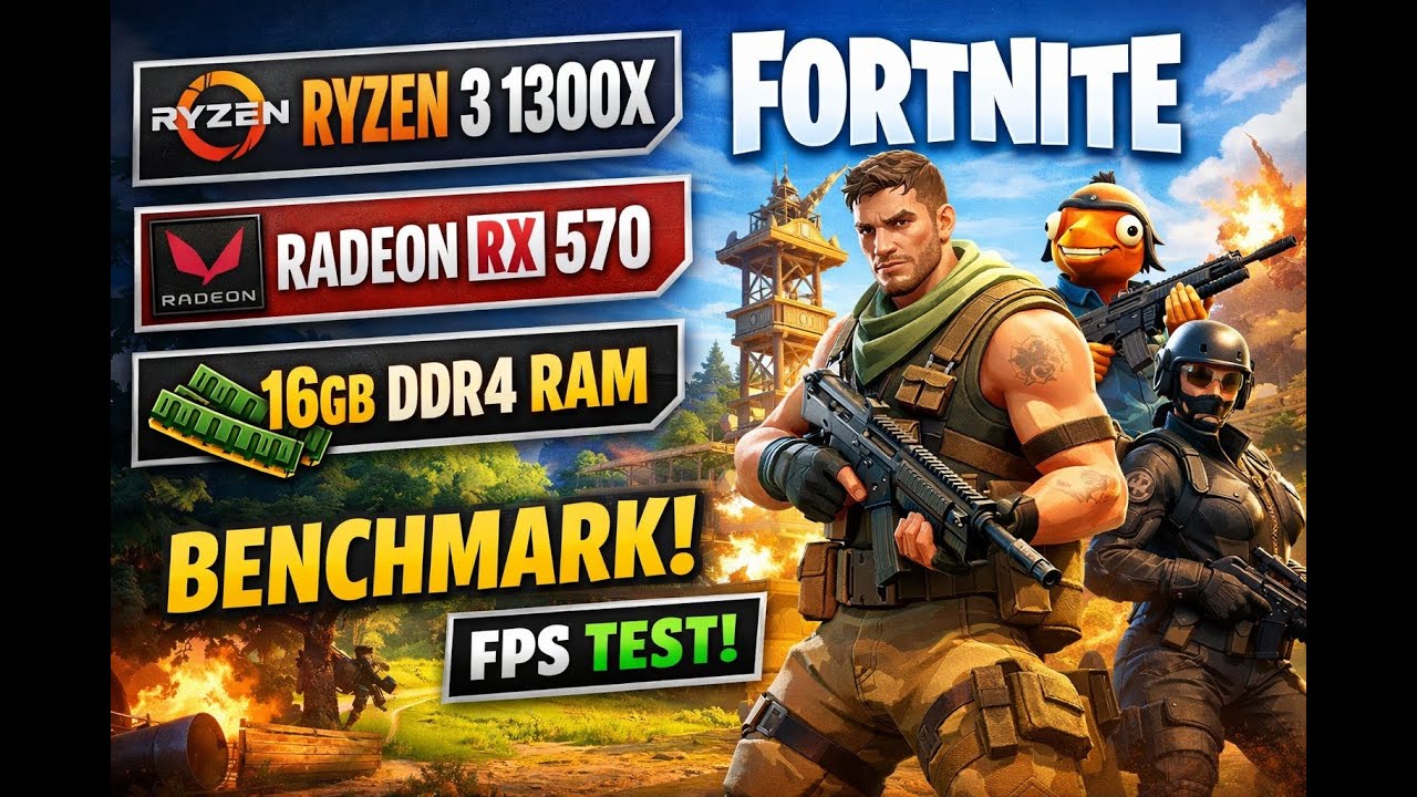Fortnite Benchmark Performance settings Ryzen 3 1300x, RX 570 8gb , ddr4 ram 16gb 2400mhz.