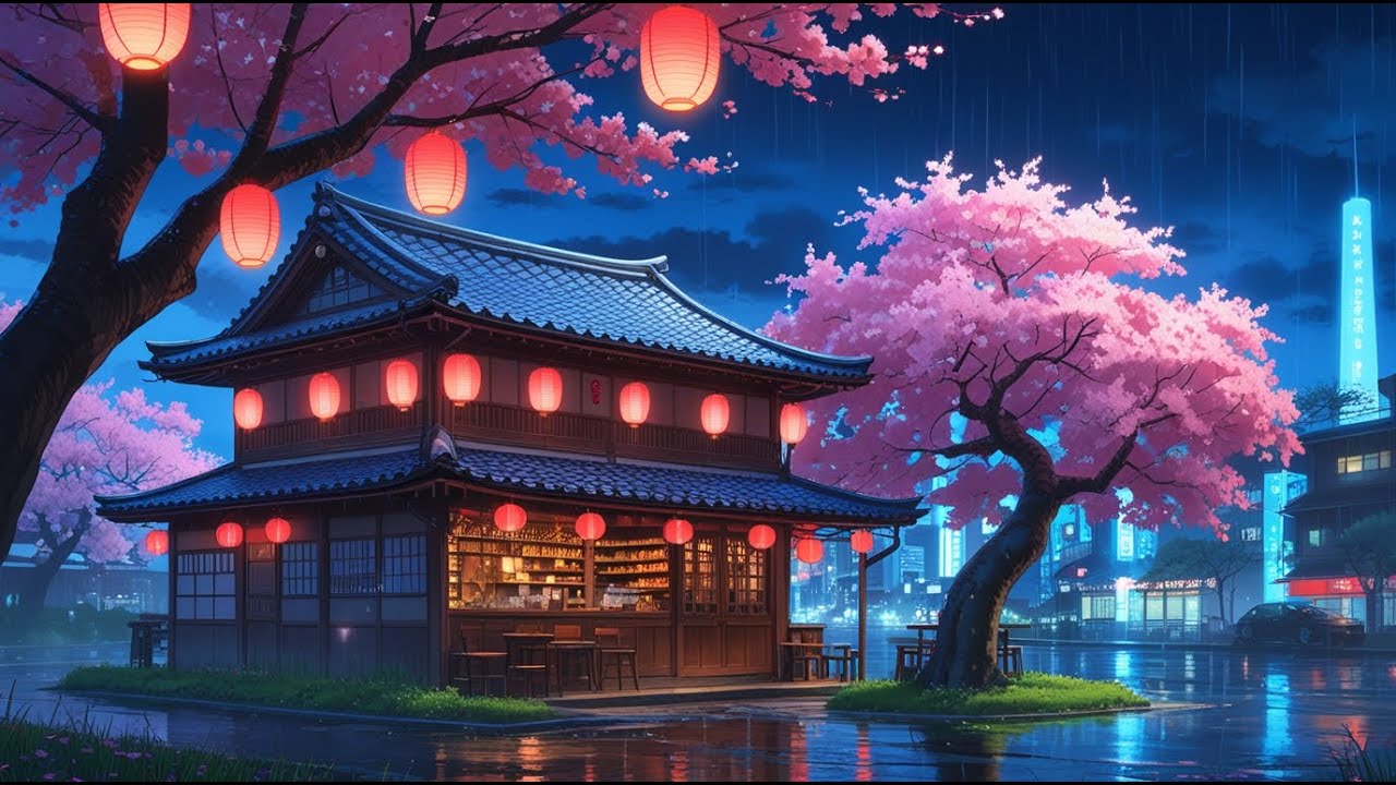 Shibuya Sidewalk Lofi Vibes 🎧 1980s Japan Urban Ambience with Steady Rain Drizzle