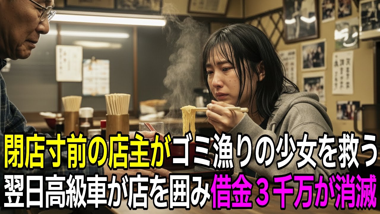 【号泣】閉店3日前のラーメン屋。ゴミ捨て場の少女に「最後の一杯」を出したら、翌日高級車が店を取り囲んだ！