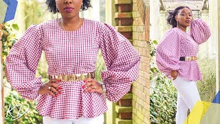 BALLOON SLEEVES PEPLUM BLOUSE [HOW TO SEW] | KIM DAVE