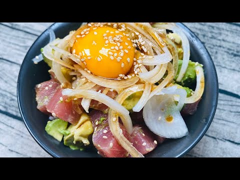 【ASMR】まぐろとアボカド丼|Tuna and avocado rice bow