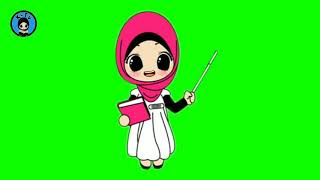 GREEN SCREEN ANIMASI KARTUN BERHIJAB PINK | Mulut berbicara