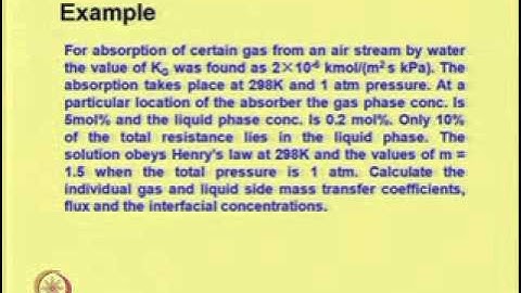 Mod-02 Lec-07 Interphase Mass Transfer and Mass Transfer Theories Part II