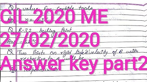 #CIL2020MEAnswerkeyMemorybasedquestion 2020 CIL ME Answer key Technical Memory based part2