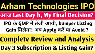 Arham Technologies IPO | Arham Technologies IPO Review | Arham IPO Apply / Avoid | SME IPO GMP Today