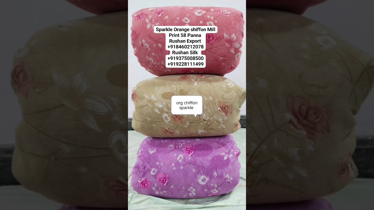Sparkle orange Shiffon Mill Print 58 Width Length 95 CM Quality 100 Gram