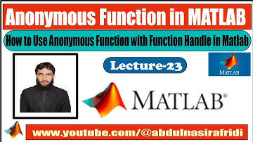 Lecture-23| Anonymous Function in MATLAB in Pashto